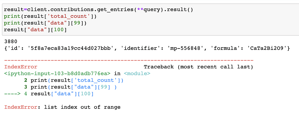 MPContribs API get_entries() gives a maximum of 100 materials ...