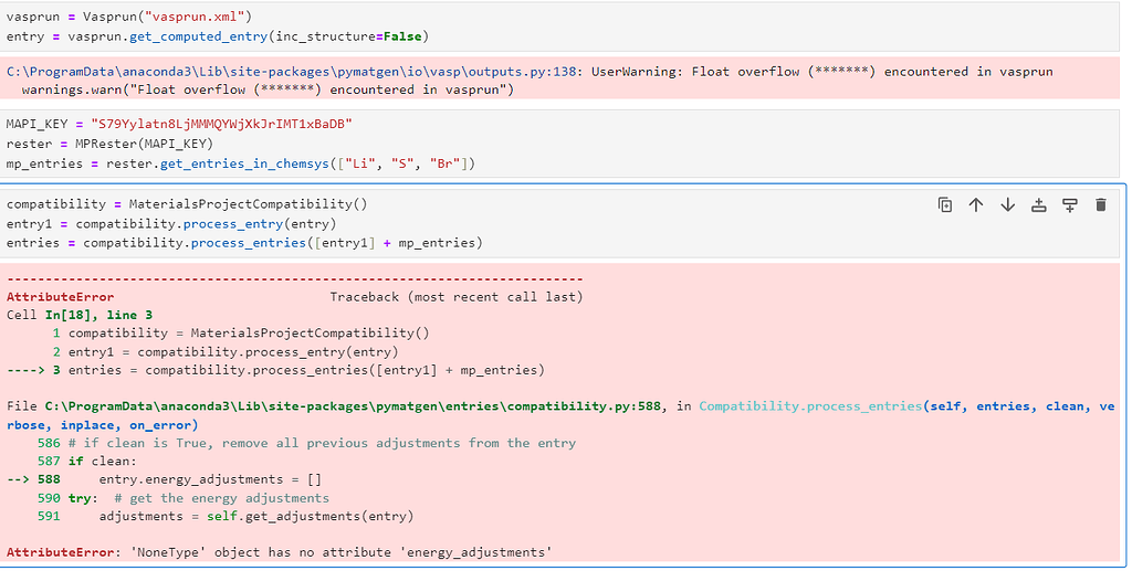 Error during postprocessing of entries for phase diagrams using ...